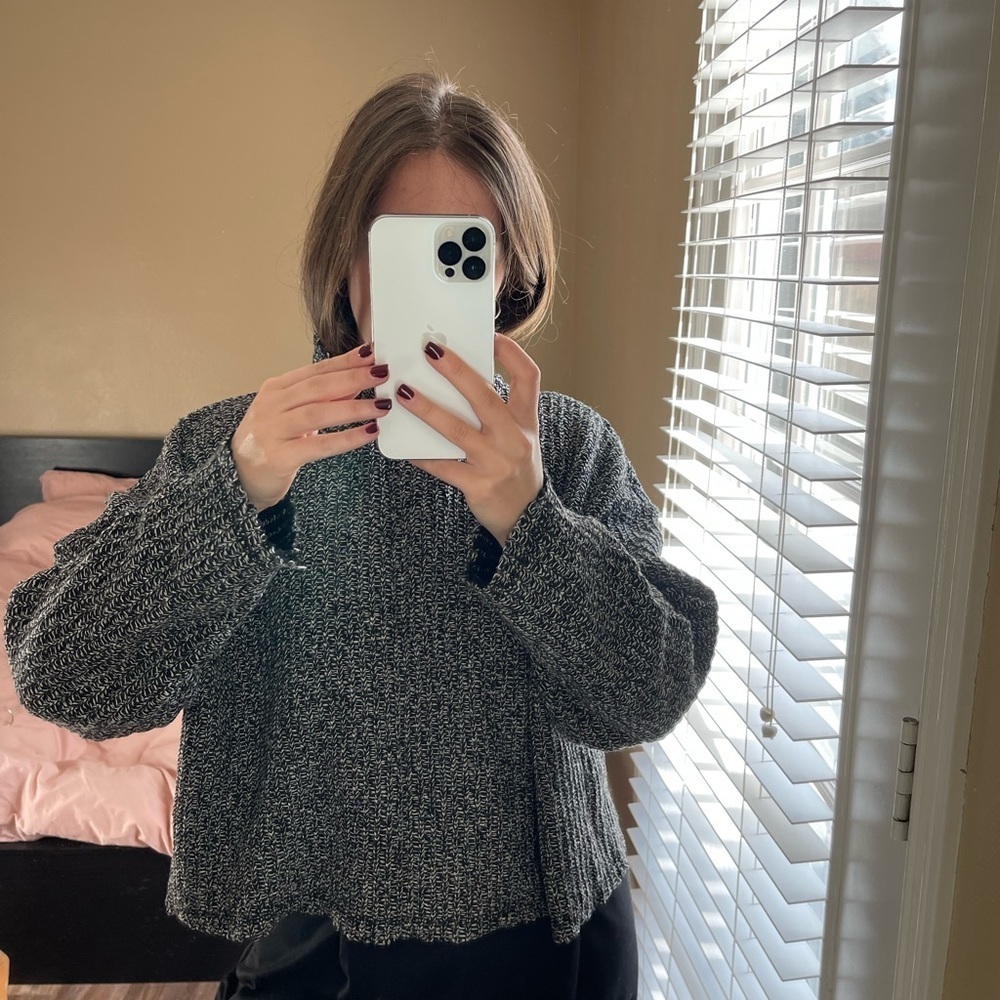 Cotton knit sweater grey (white/black)
